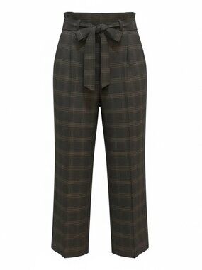 High Waisted Paper BagWaist Dark Plaid Pants Size 4